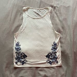 white tank top with flower embroidery
